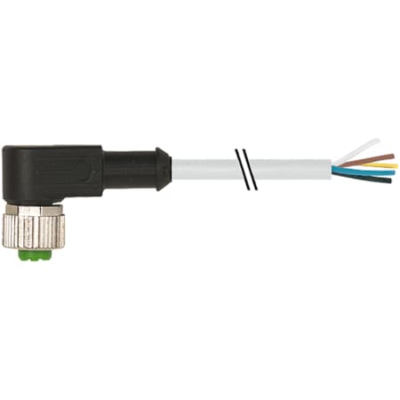 M12 Female 90° With Cable, PVC 5x0.34 Gy UL/CSA 3m